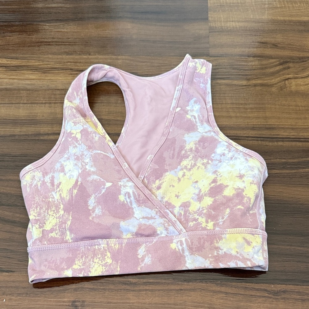 Mono B Pink and Yellow Tie-Dye Sports Bra